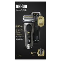 Braun Series 9 Pro+ Elektrorasierer, Rasierer-Ladeetui (PowerCase), Wet & Dry, 9525s, Edelmetall