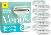 Gillette Venus Smooth Sensitive Rasierklingen Damen, 8 Ersatzklingen für Damenrasierer mit 5-fach Klinge