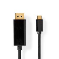 Nedis USB-C™ Adapter / USB 3.2 Gen 1 / USB-C™ Stecker / DisplayPort Stecker / 4K@60Hz / 2.00 m / Rund / Vergoldet / PVC / Schwarz / Label