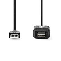Nedis Aktive USB-Kabel / USB 2.0 / USB-A Stecker / USB-A Buchse / 480 Mbps / 5.00 m / Rund / Vernickelt / PVC / Kupfer / Label