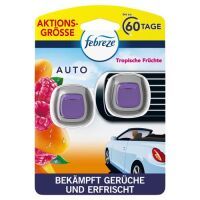 Febreze Auto Lufterfrischer 4ml, Auto Clip Starterset Tropische Früchte entfernt Gerüche im Auto 