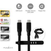 Nedis USB-Kabel / USB 3.2 Gen 1 / USB-C™ Stecker / USB-C™ Stecker / 60 W / 4K@60Hz / 5 Gbps / Vernickelt / 1.50 m / Rund / Silikon / Schwarz / Box