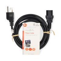Nedis Stromkabel / USA Stecker / IEC-320-C13 / Gerade / Gerade / Vernickelt / 2.00 m / Rund / PVC / Schwarz / Label
