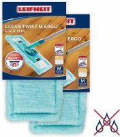 Leifheit 2er Set Wischbezug Clean Twist M Ergo static plus, für alle Bodenarten