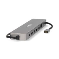 Nedis USB Multi-Port-Adapter / 10-in-1 / USB 3.2 Gen 1 / USB-C™ Stecker / Micro SD / RJ45 Buchse / SD / 2x HDMI™ / 2x USB-C™ / 3x USB-A Buchse / 0.40 m / Rund / Vergoldet / TPE / Anthrazit / Box