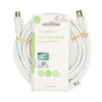 Nedis Koaxial Kabel / IEC (Coax) Stecker / IEC (Coax) Buchse / Vernickelt / 90 dB / 75 Ohm / Doppelt geschirmt / 5.00 m / Rund / PVC / Weiss / Label