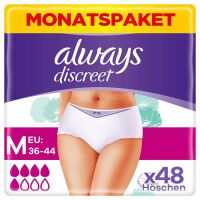 Always Discreet Inkontinenz Pants Gr. M, Normal, 48 Höschen (4 x 12 Stück) für Damen, Monatspaket