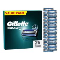 Gillette Mach3 Rasierklingen, 25 Ersatzklingen für Nassrasierer Herren mit 3-fach Klinge