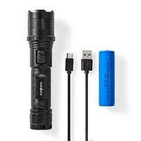 Nedis LED-Taschenlampe / Batteriebetrieben / 3.7 V DC / 10 W / Batterie mitgeliefert 1 / Wiederaufladbar / Nennlichtstrom: 1000 lm / Lichtbereich: 110 m / Strahlungswinkel: 9.5 °
