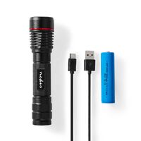 Nedis LED-Taschenlampe / Batteriebetrieben / 3.7 V DC / 10 W / Batterie mitgeliefert 1 / Wiederaufladbar / Nennlichtstrom: 1000 lm / Lichtbereich: 200 m / Strahlungswinkel: 10 °