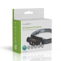 Nedis LED stirnlampe / Batteriebetrieben / Stromversorgung über USB / 3.7 V DC / Wiederaufladbar / Nennlichtstrom: 1000 lm / Lichtbereich: 180 m