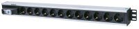 Intellinet Vertical Rackmount 12-Way Power Strip - German Type - With Single Air Switch - No Surge Protection (Euro 2-pin plug) - Vertical - Aluminium - Black - Grey - 12 AC outlet(s) - Type F - 1.6 m