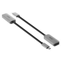 Club 3D CAC-1567 - USB Type C - DisplayPort - Male/Female - 0.22 m - Black - Silver