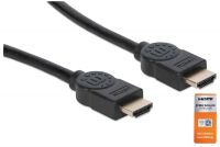 Manhattan HDMI Cable with Ethernet - 4K@60Hz (Premium High Speed) - 1.8m - Male to Male - Black - Equivalent to Startech HDMM2MP (except 20cm shorter) - Ultra HD 4k x 2k - Fully Shielded - Gold Plated Contacts - Lifetime Warranty - Polybag - 1.8 m - HDMI 
