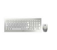 Cherry DW 8000 - Full-size (100%) - Wireless - RF Wireless - QWERTZ - Silver - White - Mouse included