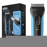 Braun Series 3 3010 Wet & Dry - Foil shaver - 2 SensoFoil - 1 Middle Trimmer - Black - Blue - LED - Battery - Nickel-Metal Hydride (NiMH)