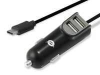 CONCEPTRONIC KFZ-Ladegerät 2Port  15W,2xUSB-A+USB-C Kabel sw (CARDEN05B)