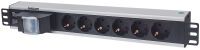 Intellinet 19" 1.5U Rackmount 6-Way Power Strip - German Type" - With Double Air Switch - No Surge Protection - 1.6m Power Cord (Euro 2-pin plug) - 1.5U - Vertical - Aluminium - Black - Grey - 6 AC outlet(s) - Type F
