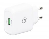 Manhattan Wall/Power Charger (Euro 2-pin) - USB-A Port - Output: 1x 18W (Qualcomm Quick Charge) - White - Three Year Warranty - Box - Indoor - AC - 12 V - White