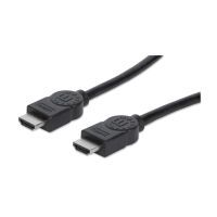 Manhattan HDMI Cable with Ethernet - 1080p@60Hz (High Speed) - 7.5m - Male to Male - Black - Fully Shielded - Gold Plated Contacts - Lifetime Warranty - Polybag - 7.5 m - HDMI Type A (Standard) - HDMI Type A (Standard) - 3D - 10.2 Gbit/s - Black