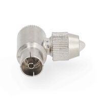 Nedis IEC (Coax) Stecker / Abgewinkelt / Buchse / Vernickelt / 75 Ohm / Schraube / Kabeleingangsdurchmesser: 7.0 mm / Metall / Silber / 2 Stück / Plastikbeutel