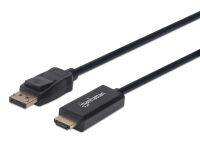 Manhattan DisplayPort 1.1 to HDMI Cable - 1080p@60Hz - 1.8m - Male to Male - DP With Latch - Black - Not Bi-Directional - Three Year Warranty - Polybag - 1.8 m - DisplayPort - HDMI - Male - Male - Straight