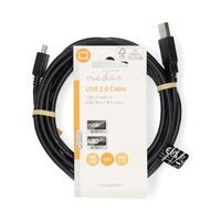 Nedis USB-Kabel / USB 2.0 / USB-A Stecker / USB Mini-B 5 pin Stecker / 2.5 W / 480 Mbps / Vernickelt / 3.00 m / Rund / PVC / Schwarz / Label