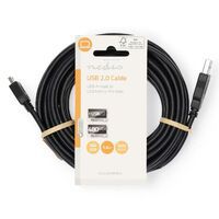 Nedis USB-Kabel / USB 2.0 / USB-A Stecker / USB Mini-B 5 pin Stecker / 2.5 W / 480 Mbps / Vernickelt / 5.00 m / Rund / PVC / Schwarz / Label