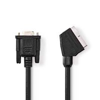 Nedis SCART-Kabel / SCART Stecker / VGA Buchse / Vernickelt / 480p / 2.00 m / Rund / PVC / Schwarz / Label