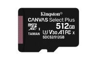 SD MicroSD Card 512GB Kingston SDXC Canvas+ (Class10) o.Ad retail (SDCS2/512GBSP)
