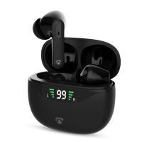 Nedis Vollständig drahtlose Kopfhörer / ANC (Active Noise Cancelling) / Bluetooth® / max. Batteriespielzeit: 30 Std / Berührungssteuerung / Ladegehäuse / Kabelloses Ladegehäuse / Eingebautes Mikro / Stimmkontrolle / Schwarz