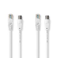Nedis Coax & Cat6 Kombikabel / IEC (Coax) Stecker / RJ45 Stecker / IEC (Coax) Buchse / RJ45 Stecker / Vernickelt / RG58 / 75 Ohm / Doppelt geschirmt / 1.50 m / Rund / PVC / Weiss / Label