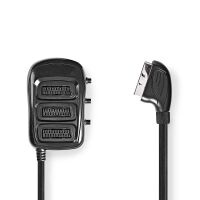 Nedis SCART-Schaltbox / SCART Stecker / 3x SCART Buchse / Vernickelt / Maximale Auflösung: 800x480 / 0.50 m / Rund / PVC / Schwarz / Box