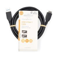 Nedis USB-Kabel / USB 3.2 Gen 1 / USB-A Stecker / USB Micro-B Stecker / 18 W / 5 Gbps / Vernickelt / 2.00 m / Rund / PVC / Schwarz / Label