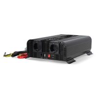 Nedis Power Inverter reine Sinus-Wellen / Eingangsspannung: 12 V DC / Geräteausgangsanschluss: Type F (CEE 7/3) / USB-A / 1x USB-C™ / 230 V AC 50 Hz / 2000 W / Spitzenleistung: 4000 W / Schraubklemme / Reine Sinuswelle / Düse / Schwarz