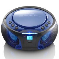 Lenco SCD-550BU Tragbares UKW-Radio CD/MP3/USB/Bluetooth-Player® mit LED-Beleuchtung Blau
