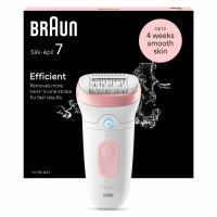 Braun Silk-épil 7, Epilierer für eine einfache Haarentfernung, langanhaltend glatte Haut, 7-000, Weiß/Flamingorosa 