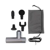 Nedis SmartLife Sport-Massagepistole / Akkubetrieben / Wiederaufladbar / 5 Massagemodi / Beutel mit Kordelzug / Flachkopf / Konischer Kopf / Kugelkopf / U-förmiger Kopf / Dunkelgrau