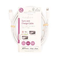 Nedis Lightning Kabel / USB 2.0 / Apple Lightning 8-Pin / USB-C™ Stecker / 480 Mbps / Vernickelt / 2.00 m / Rund / PVC / Weiss / Label