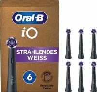 B-Ware Oral-B iO Strahlendes Weiss Aufsteckbürsten für elektrische Zahnbürste, 6 Stück, aufhellende Zahnreinigung, Zahnbürstenaufsatz für Oral-B iO Zahnbürsten, briefkastenfähige Verpackung, schwarz 