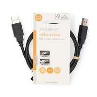 Nedis USB-Kabel / USB 2.0 / USB-A Stecker / USB-A Stecker / 18 W / 480 Mbps / Vernickelt / 1.00 m / Rund / PVC / Schwarz / Label