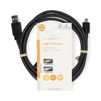Nedis USB-Kabel / USB 2.0 / USB-A Stecker / USB Mini-B 5 pin Stecker / 2.5 W / 480 Mbps / Vernickelt / 2.00 m / Rund / PVC / Schwarz / Label