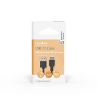 Nedis USB-Kabel / USB 2.0 / USB-A Stecker / USB-A Buchse / 480 Mbps / Vernickelt / 0.20 m / Rund / PVC / Schwarz / Box