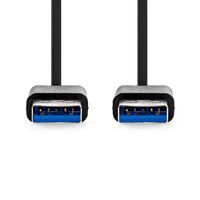 Nedis USB-Kabel / USB 3.2 Gen 1 / USB-A Stecker / USB-A Stecker / 18 W / 5 Gbps / Vernickelt / 1.00 m / Rund / PVC / Schwarz / Label