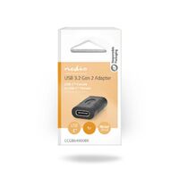 Nedis USB-C™ Adapter / USB 3.2 Gen 2 / USB-C™ Buchse / USB-C™ Buchse / 4K@60Hz / 10 Gbps / Rund / Vernickelt / Schwarz / Box
