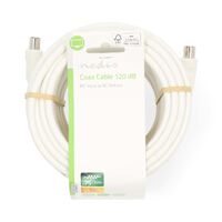 Nedis Koaxial Kabel / IEC (Coax) Stecker / IEC (Coax) Buchse / Vernickelt / 120 dB / 75 Ohm / 4-fach geschirmt / 15.0 m / Rund / PVC / Weiss / Label