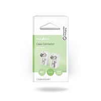 Nedis IEC (Coax) Stecker / Abgewinkelt / Buchse / Vernickelt / 75 Ohm / Schraube / Kabeleingangsdurchmesser: 7.0 mm / Metall / PVC / Weiss / 2 Stück / Box