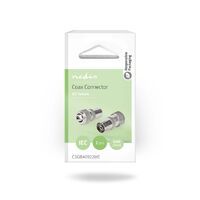 Nedis IEC (Coax) Stecker / Gerade / Buchse / Vernickelt / 75 Ohm / Schraube / Kabeleingangsdurchmesser: 7.0 mm / Metall / Silber / 2 Stück / Box