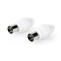 Nedis IEC (Coax) Stecker / Gerade / Buchse / Vernickelt / 75 Ohm / Schraube / Kabeleingangsdurchmesser: 7.0 mm / Metall / PVC / Weiss / 2 Stück / Box