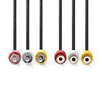 Nedis Composite-Videokabel / 3x Cinch-Stecker / 3x Cinch Buchse / Vernickelt / 480p / 2.00 m / Rund / PVC / Schwarz / Label